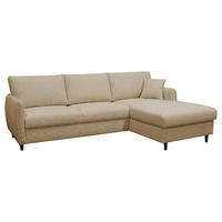 ECKSOFA LAPIT Beige Chenille Zierkissen, Rückenkissen, Bettkasten  - Beige/Schwarz, Design, Holz/Textil (240/170cm) - MID.YOU