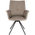 ARMLEHNSTUHL  Beinauswahl, Lederauswahl, Sitzfläche 360° drehbar  Echtleder  - Taupe/Schwarz, Design, Leder/Metall (65/91/63cm) - Dieter Knoll
