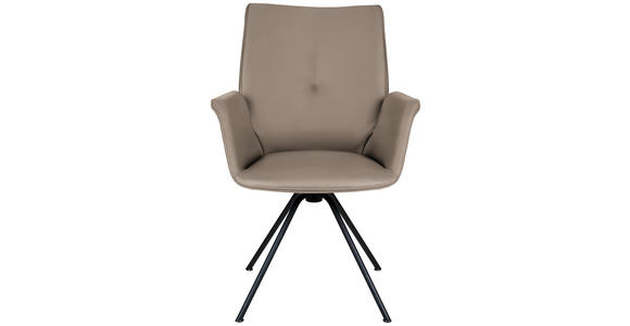 ARMLEHNSTUHL  Beinauswahl, Lederauswahl, Sitzfläche 360° drehbar  Echtleder  - Taupe/Schwarz, Design, Leder/Metall (65/91/63cm) - Dieter Knoll