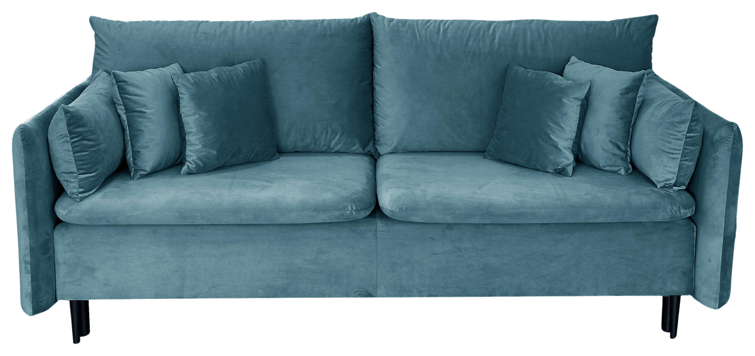 SCHLAFSOFA Velours Blau  - Blau/Schwarz, Design, Holz/Kunststoff (220/96/102cm) - MID.YOU