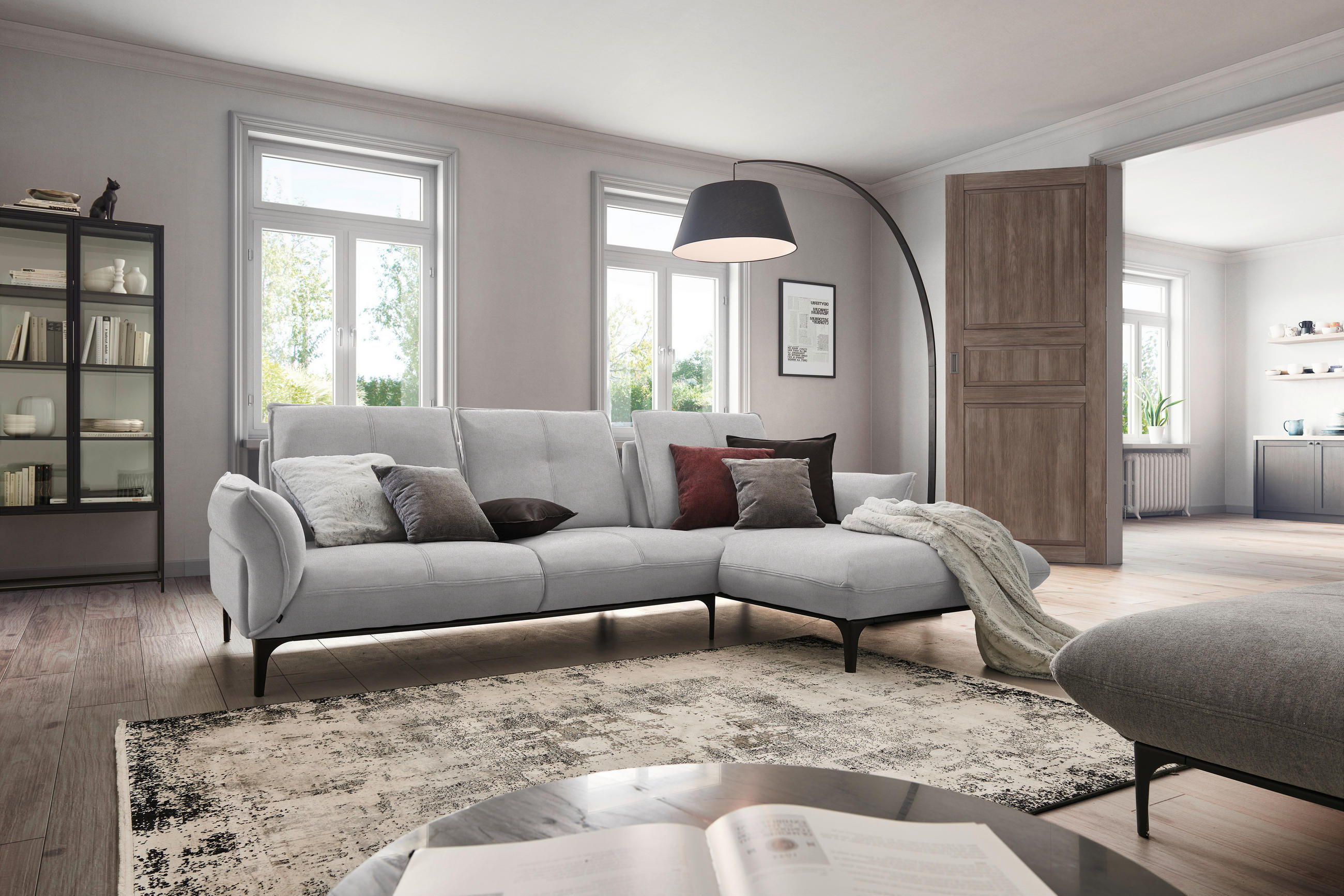 ECKSOFA in Webstoff Creme, Beige  - Beige/Creme, Natur, Textil (277/182cm) - Valnatura