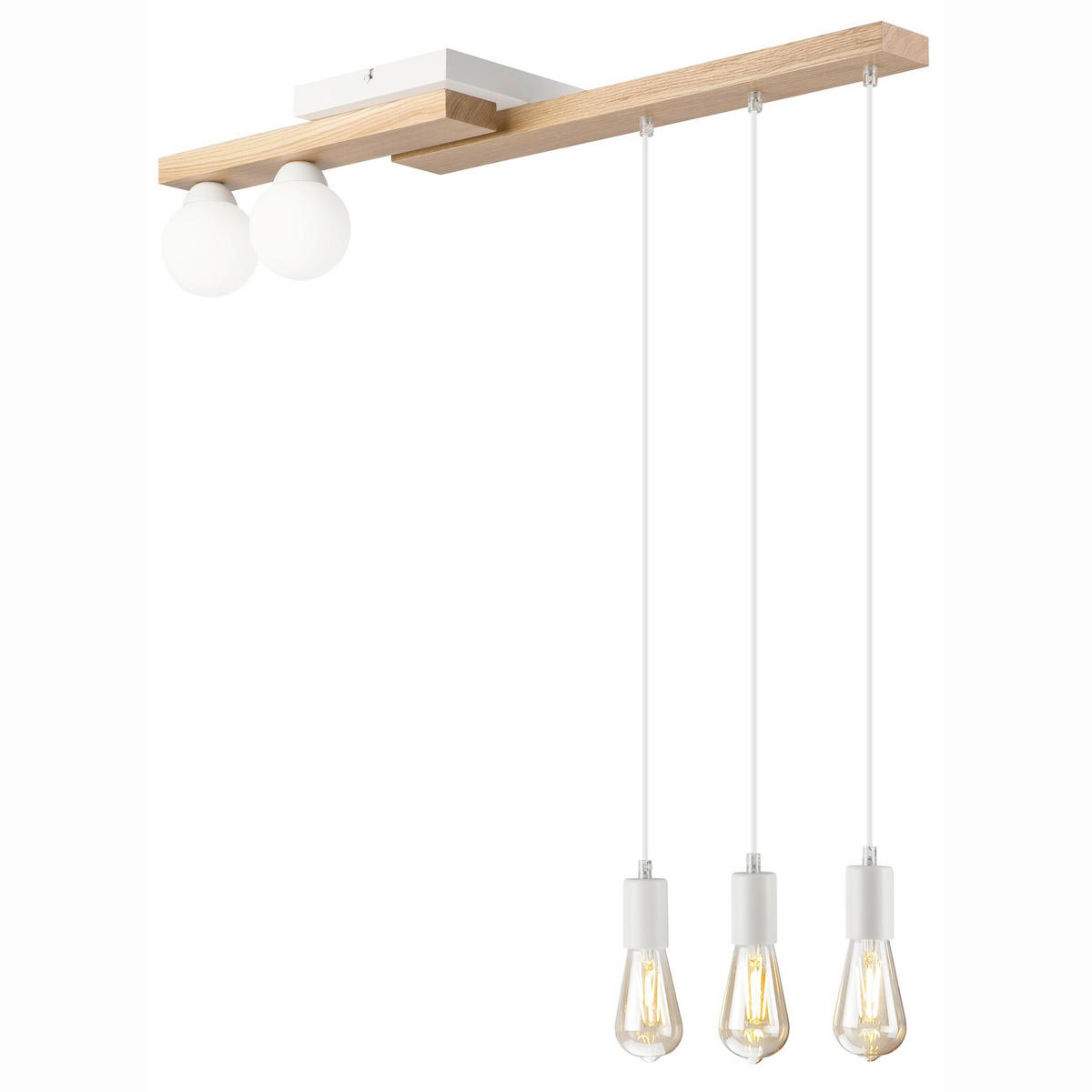 HÄNGELEUCHTE Cortina 84/84 cm  - Honigeiche/Weiß, Design, Holz/Metall (84/84cm)