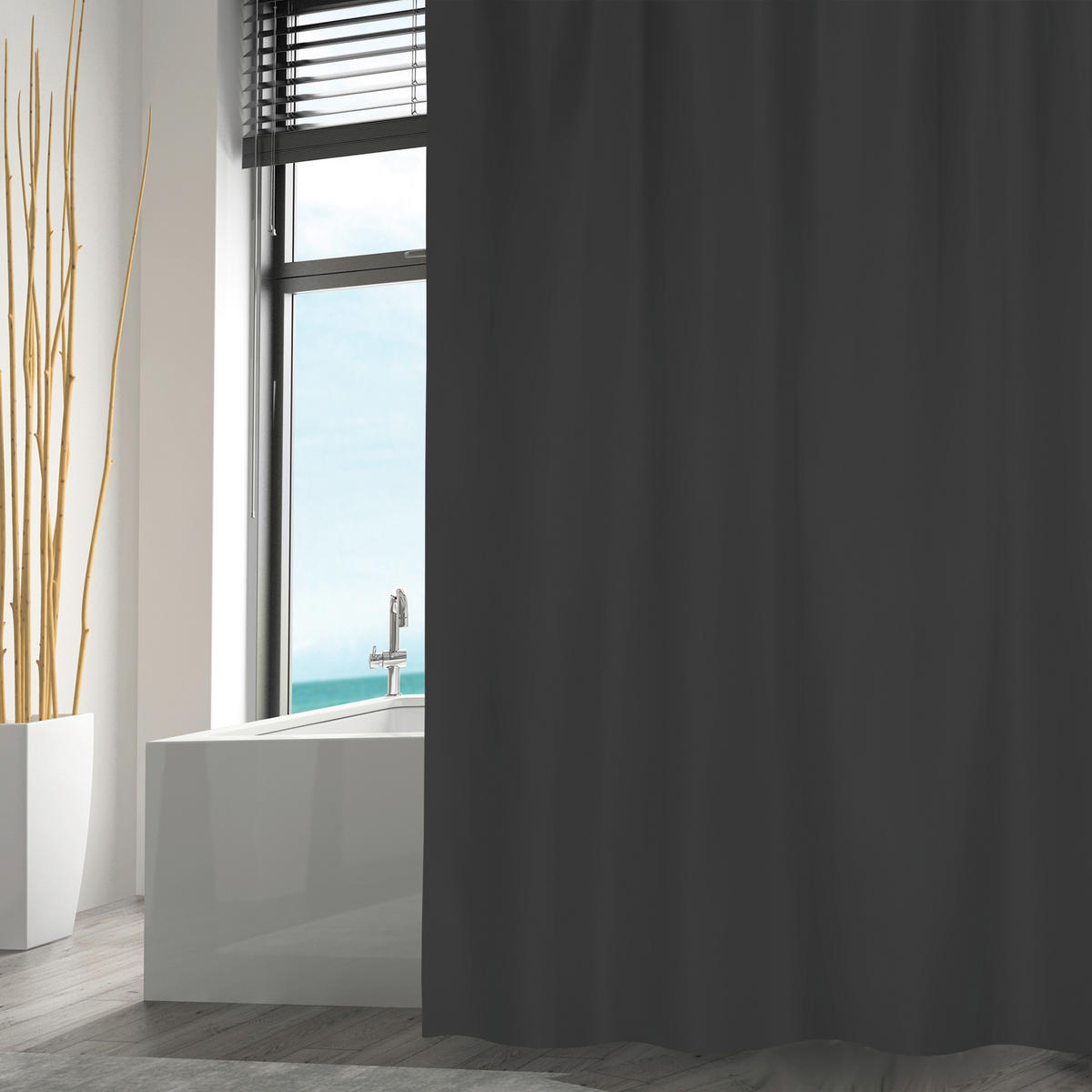 DUSCHVORHANG 120/200 cm  - Schwarz, Basics, Textil (120/200cm) - MSV