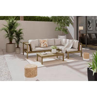 LOUNGEGARNITUR  240/160 cm  Akazie teilmassiv  - Akaziefarben/Grau, MODERN, Holz/Kunststoff (240/160cm) - Beldano