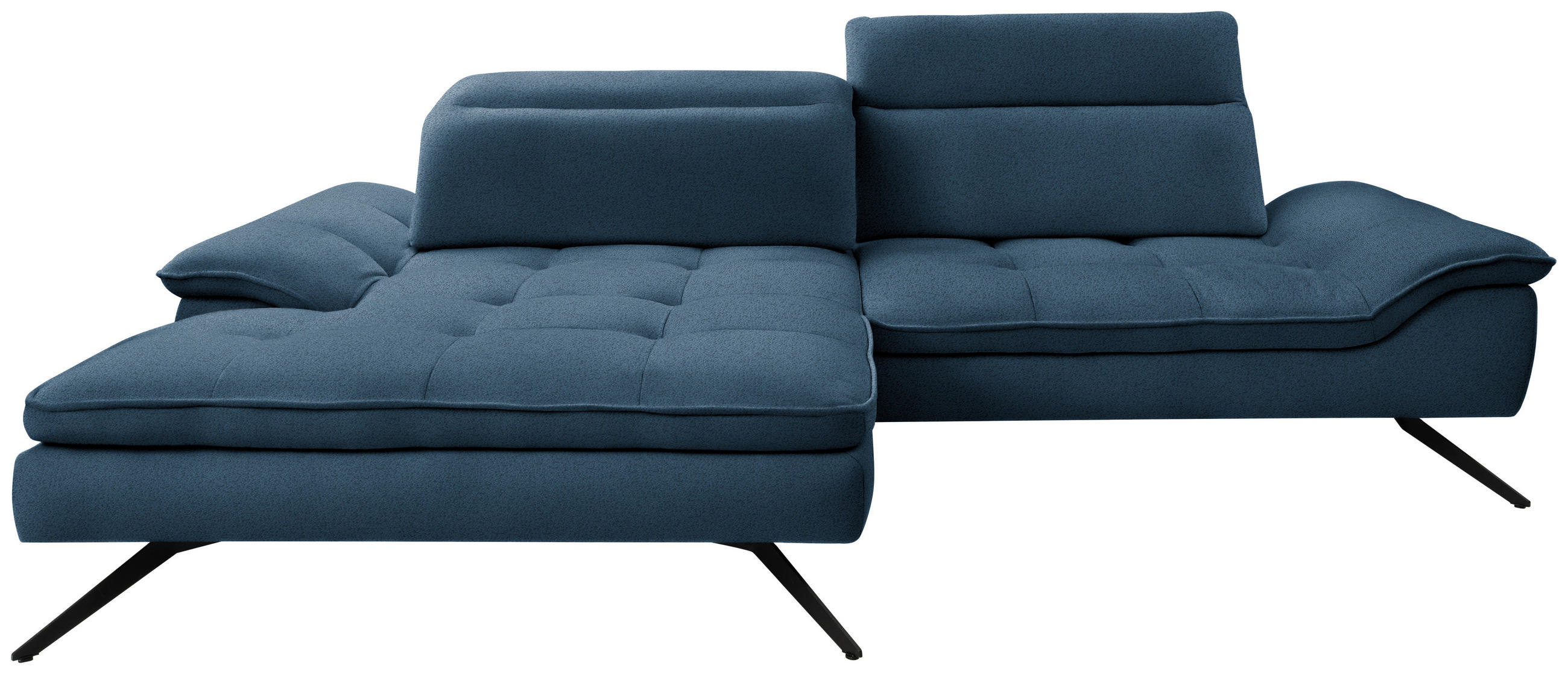 ECKSOFA in Chenille Blau  179-202/288 cm  - Blau/Schwarz, Design, Textil/Metall (179-202/288cm) - Stylife