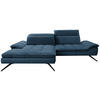 ECKSOFA in Chenille Blau  - Blau/Schwarz, Design, Textil/Metall (179-202/288cm) - Stylife