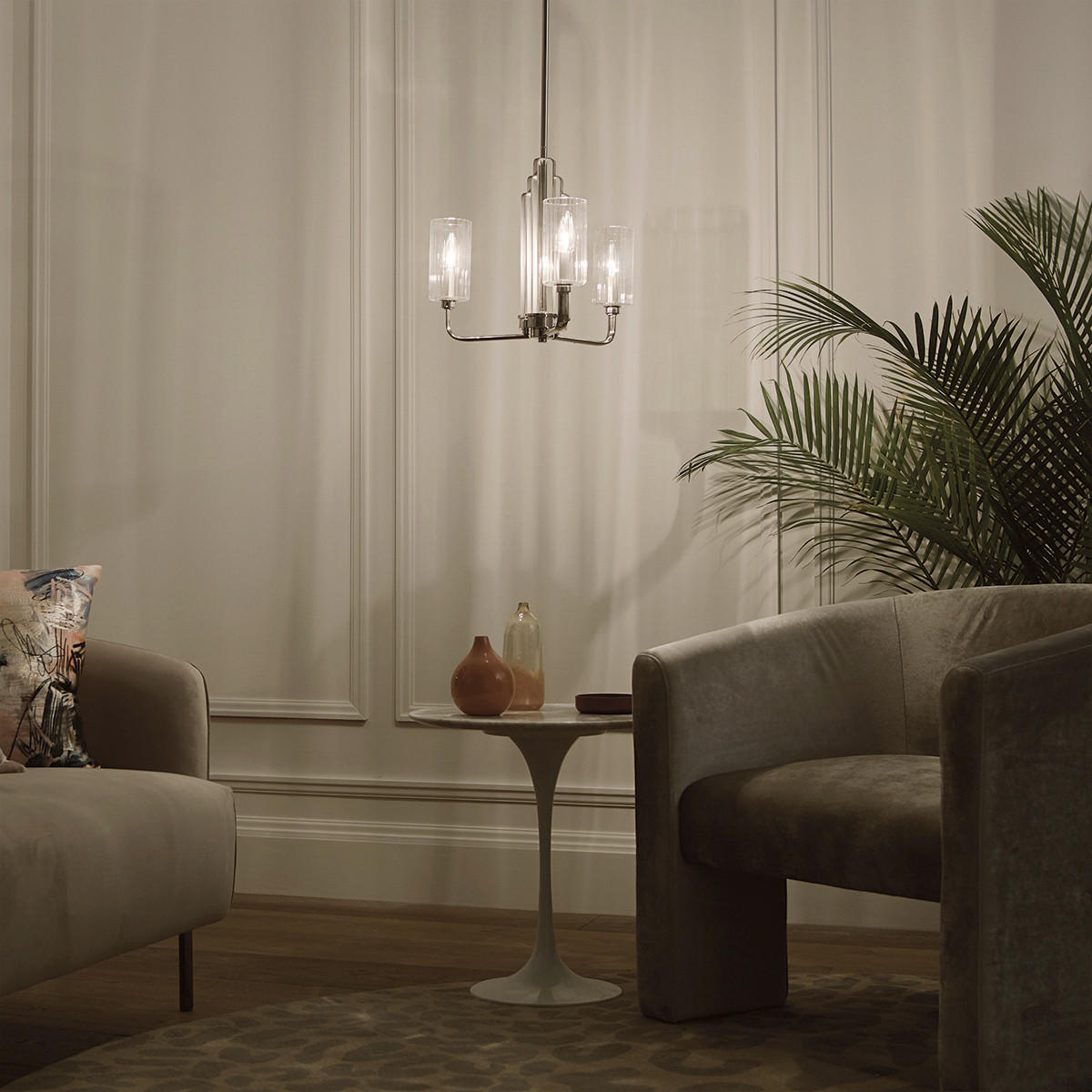 KRONLEUCHTER 45,9/45,9/47,9 cm    - Nickelfarben, Konventionell, Glas/Metall (45,9/45,9/47,9cm) - Elstead Lighting