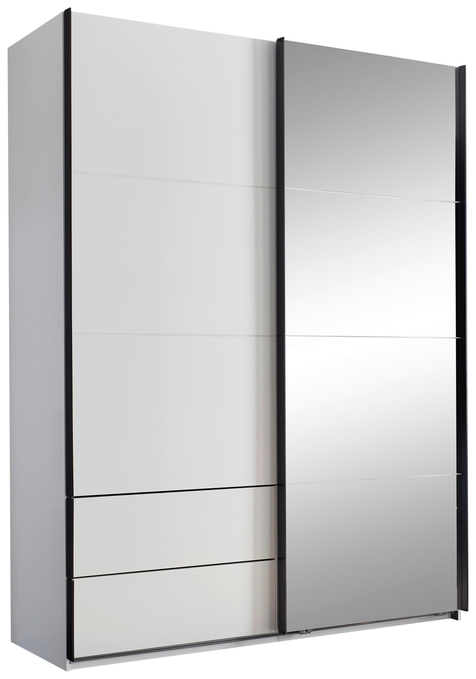 SCHWEBETÜRENSCHRANK 170/225,5/60 cm 2-türig Schwarz, Weiß  - Schwarz/Weiß, KONVENTIONELL, Glas/Holzwerkstoff (170/225,5/60cm) - Xora