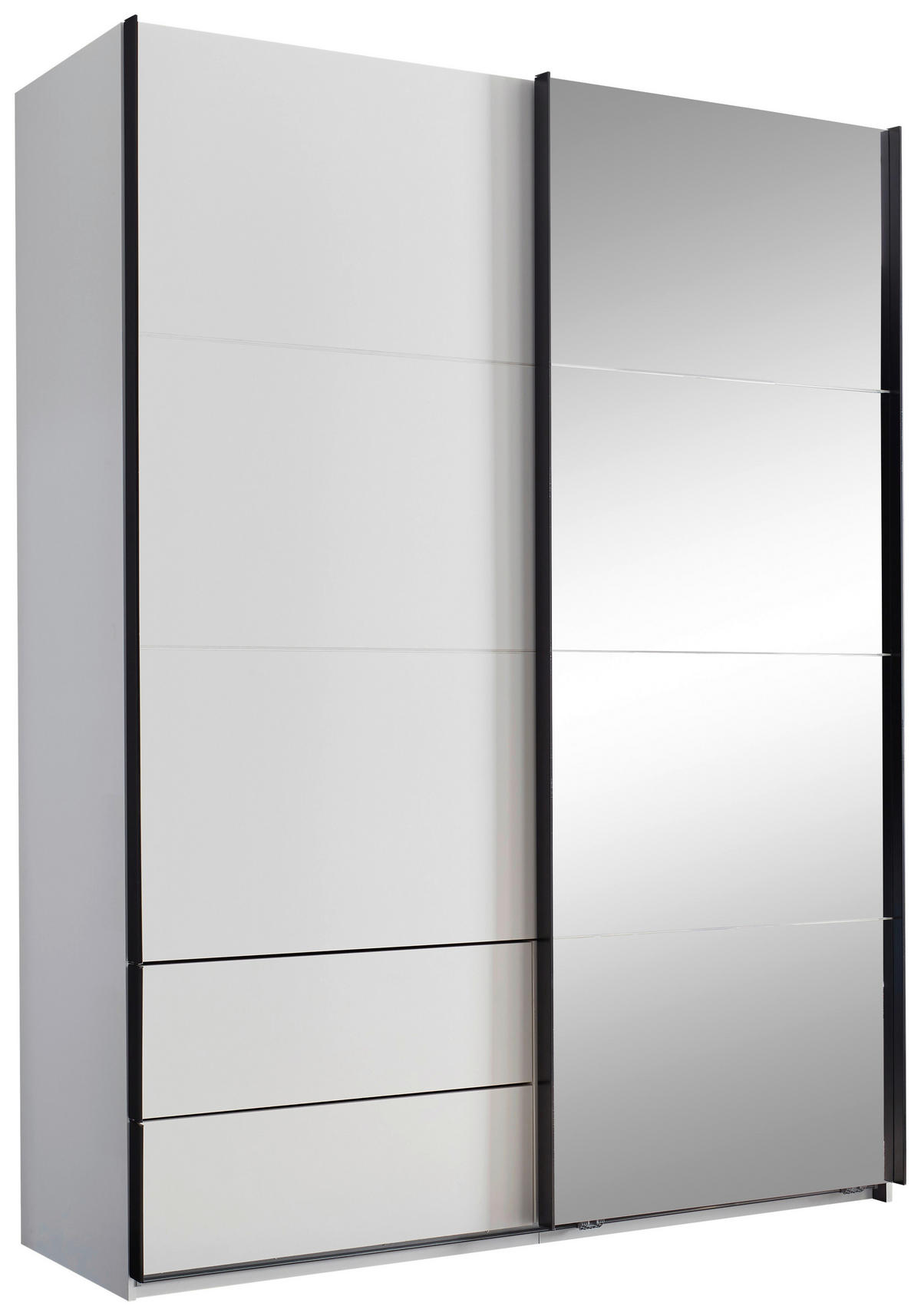 SCHWEBETÜRENSCHRANK 170/225,5/60 cm 2-türig Schwarz, Weiß  - Schwarz/Weiß, KONVENTIONELL, Glas/Holzwerkstoff (170/225,5/60cm) - Xora