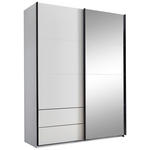 SCHWEBETÜRENSCHRANK  in Schwarz, Weiß  - Schwarz/Weiß, KONVENTIONELL, Glas/Holzwerkstoff (170/225,5/60cm) - Xora