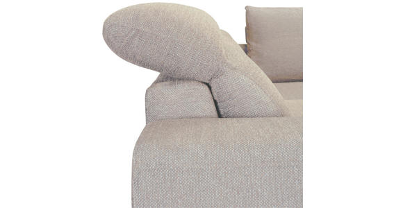 ECKSOFA Beige Chenille Zierkissen, Bettkasten, Schlaffunktion, Rücken echt, Kopfteilverstellung, Liegefläche im Originalstoff  - Beige/Schwarz, KONVENTIONELL, Textil/Metall (266/185cm) - Carryhome