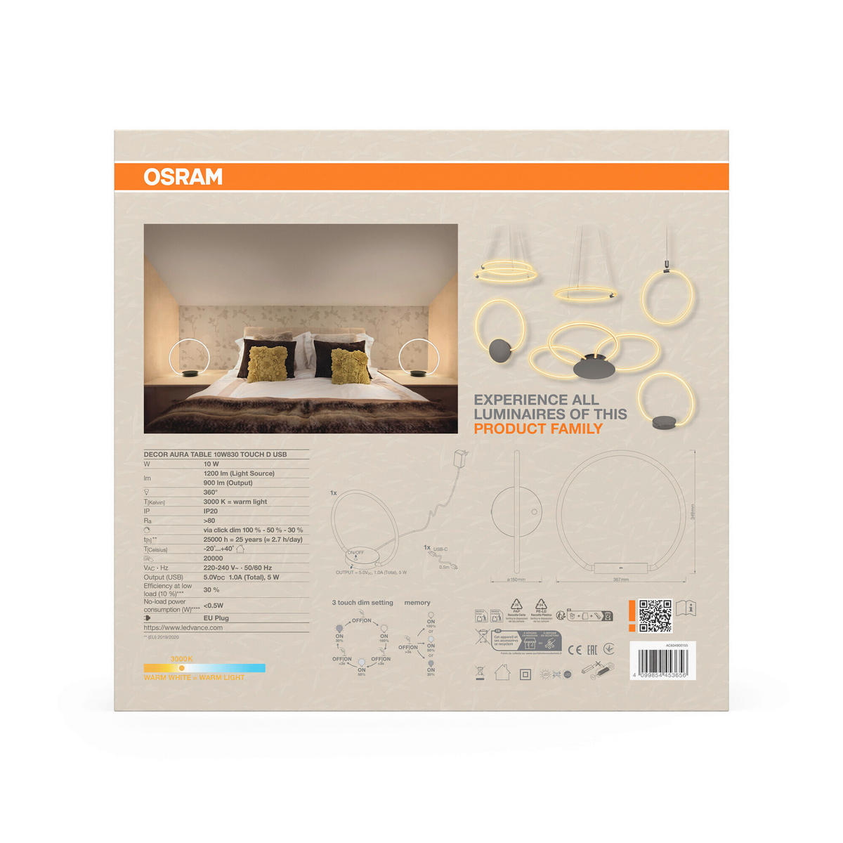 LED-TISCHLEUCHTE 36.7/15/34.9 cm   - Dunkelgrau, Design, Kunststoff (36.7/15/34.9cm) - Osram