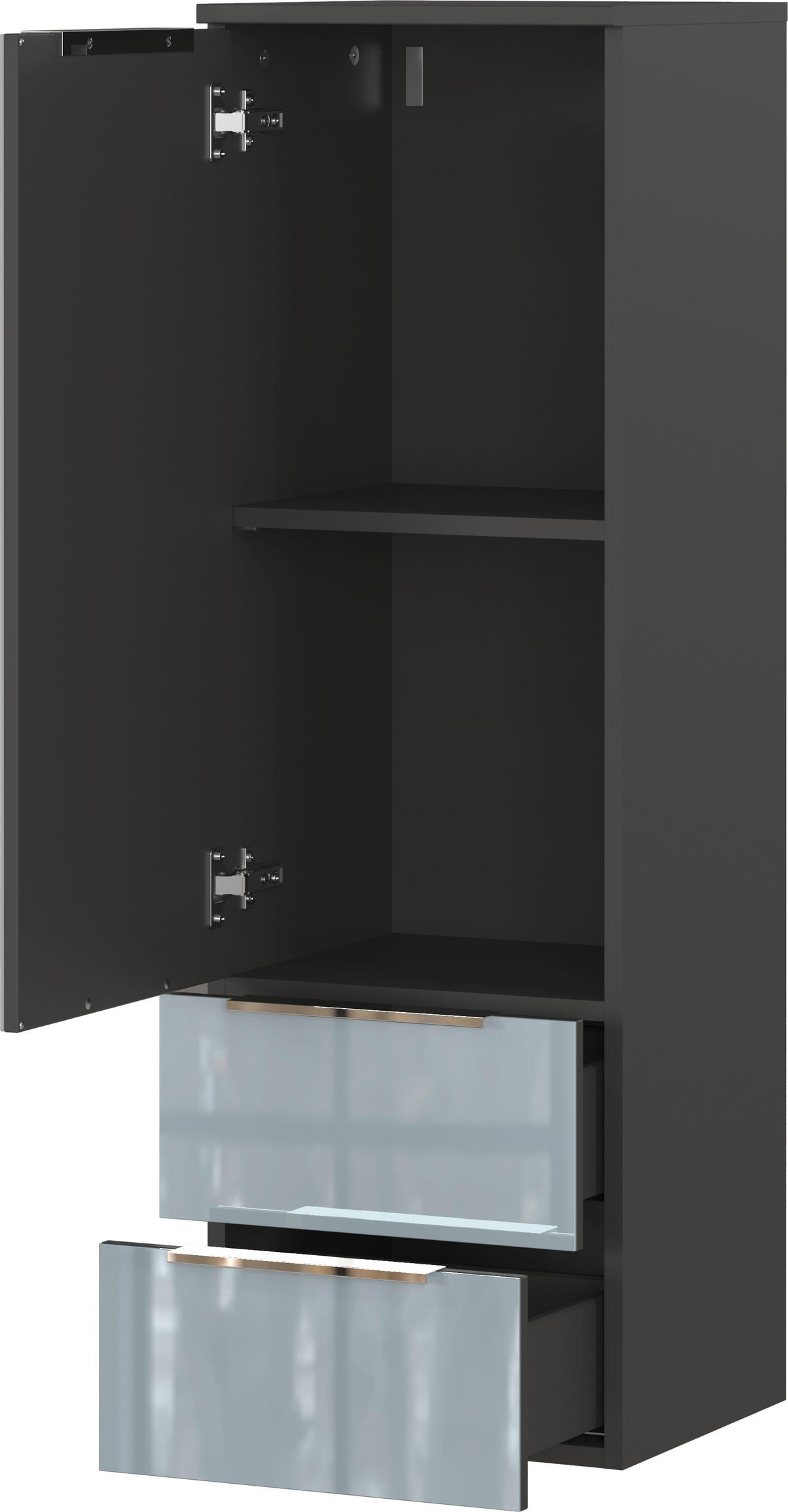 MIDISCHRANK 36/111/34 cm  - Chromfarben/Graphitfarben, MODERN, Glas/Holzwerkstoff (36/111/34cm) - Xora