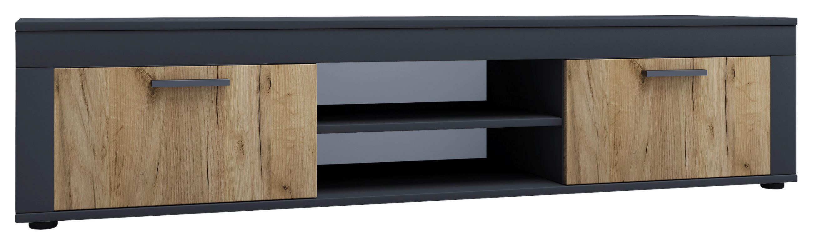 LOWBOARD Usilo  in 160/37/45 cm  - Honigeiche/Anthrazit, Design, Holzwerkstoff/Kunststoff (160/37/45cm) - MID.YOU