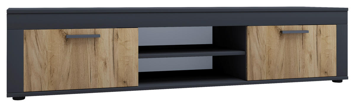 LOWBOARD Usilo  in 160/37/45 cm  - Honigeiche/Anthrazit, Design, Holzwerkstoff/Kunststoff (160/37/45cm) - MID.YOU