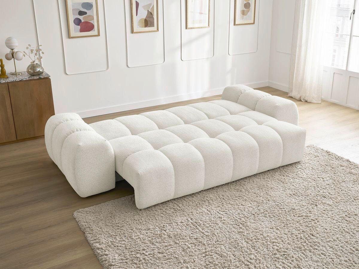 SCHLAFSOFA EVEREST  mit Armteil links, Armteil rechts Flachgewebe Weiß  - Schwarz/Weiß, MODERN, Kunststoff/Textil (278/115/90cm) - Livetastic