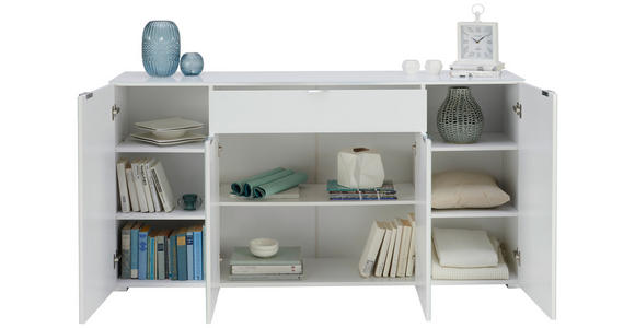 SIDEBOARD 180/92/42 cm in Weiß - Chromfarben/Weiß, Design, Glas/Holzwerkstoff (180/92/42cm) - Novel