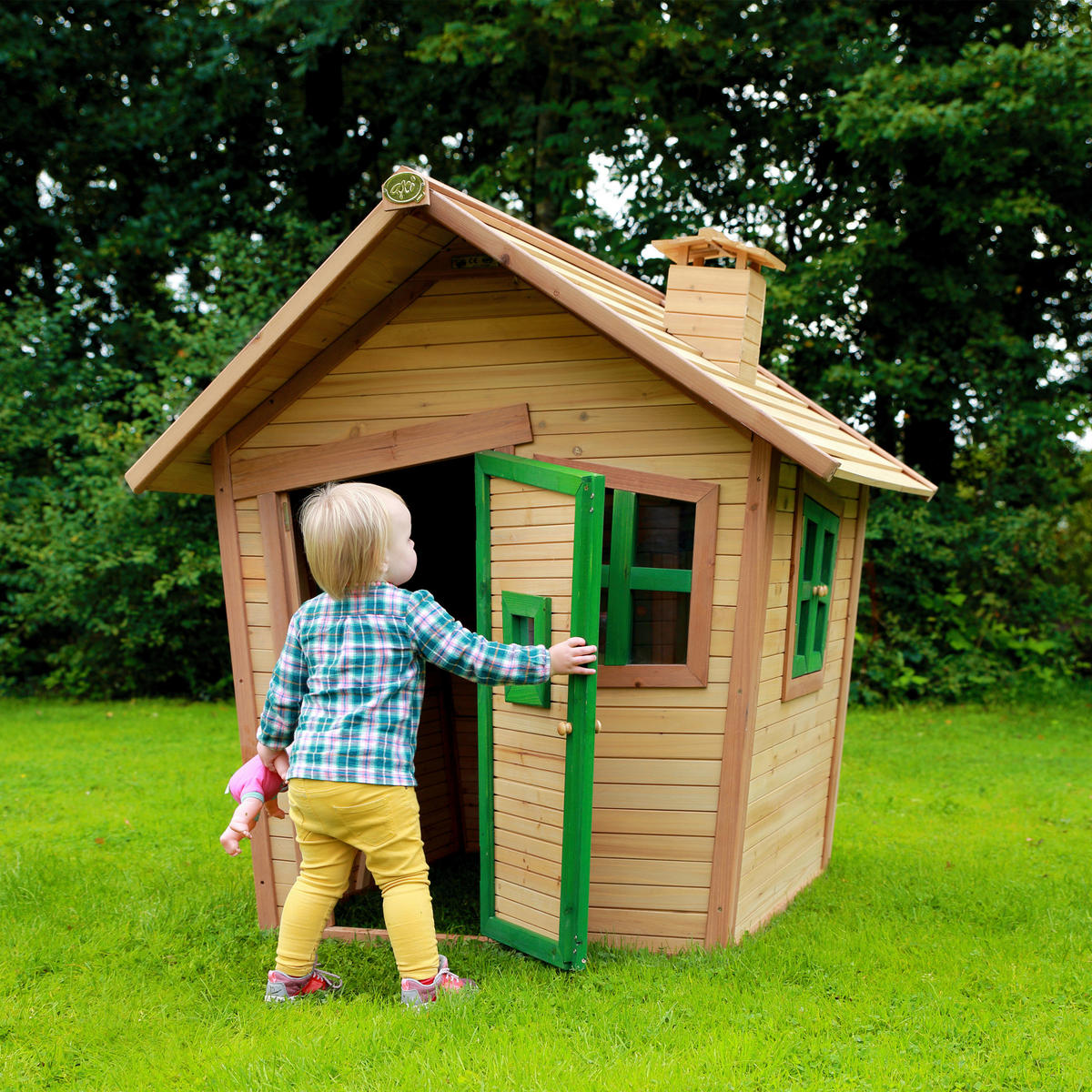 SPIELHAUS 144/146/157 cm  - Braun/Grün, KONVENTIONELL, Holz (144/146/157cm) - Ambia Garden