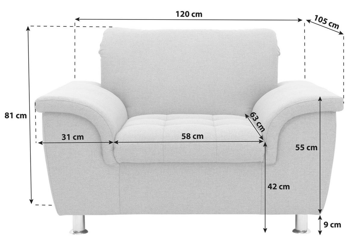 SESSEL Webstoff Grün    - Chromfarben/Grün, KONVENTIONELL, Textil/Metall (120/81/105cm) - MID.YOU