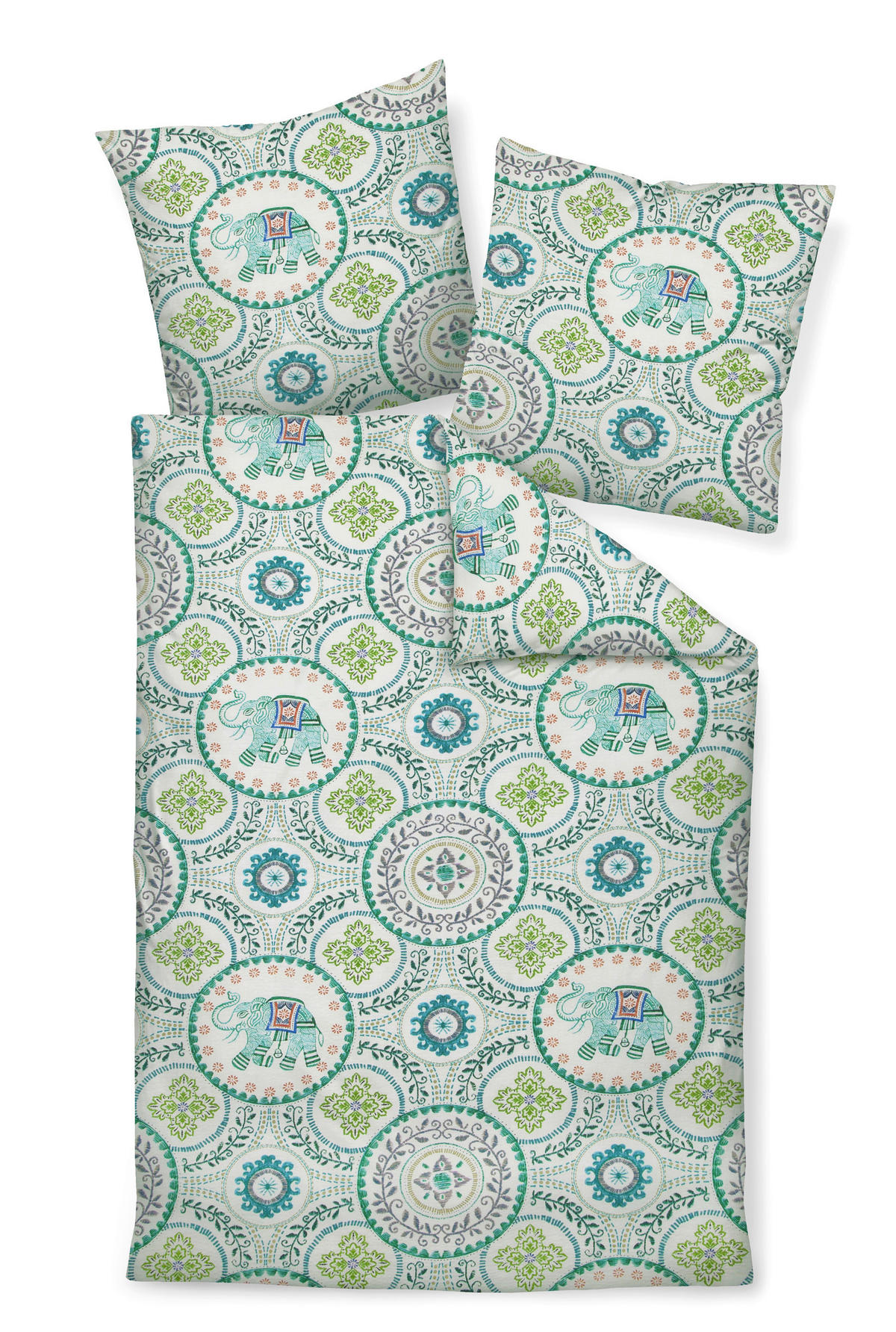 BETTWÄSCHE 20121-06 Seersucker 135/200 cm  - Blau/Grün, Basics, Textil (135/200cm) - Janine