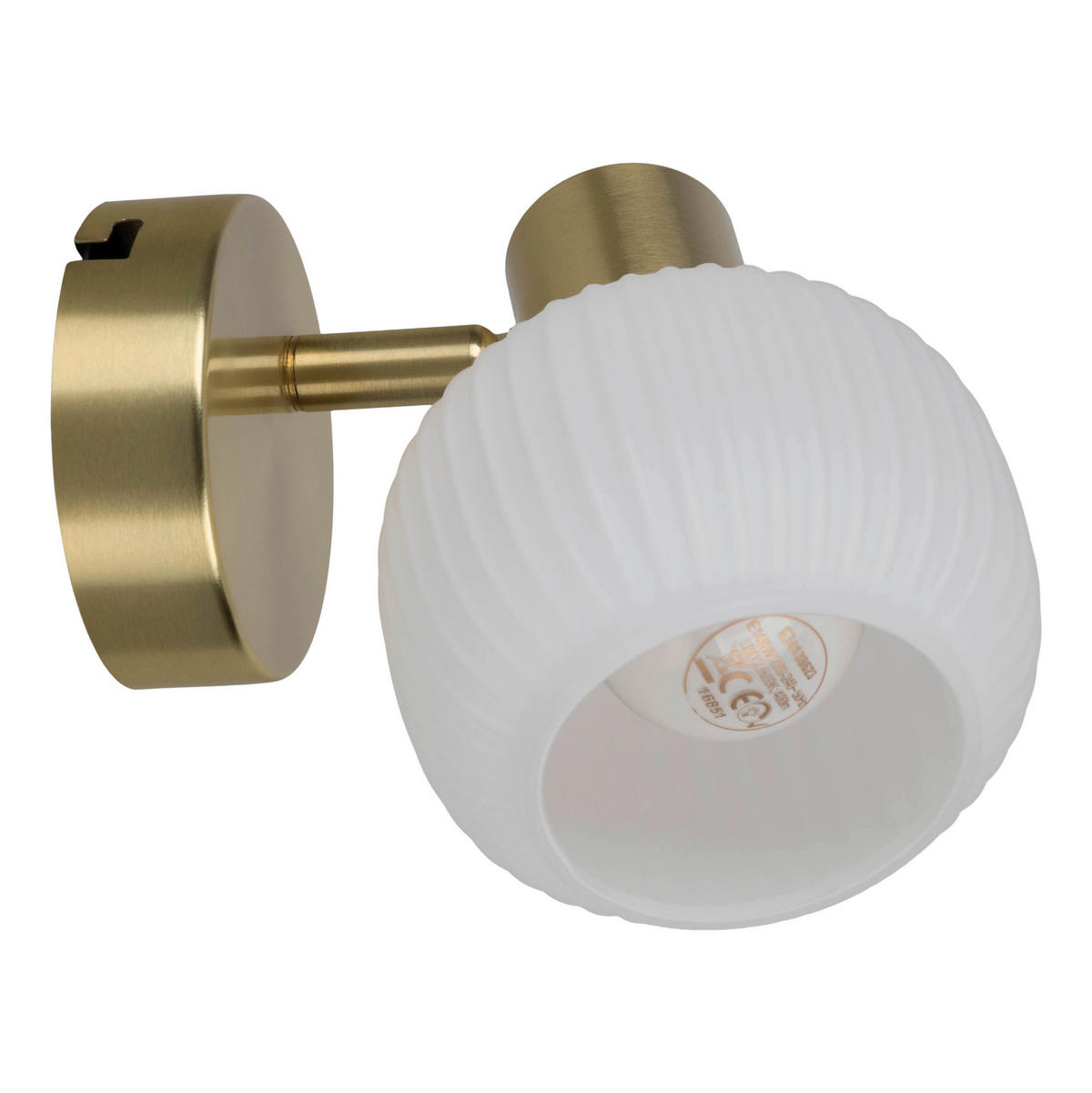 WANDLEUCHTE LEARTA 16/10/13,5 cm   - Messingfarben/Weiß, LIFESTYLE, Glas/Metall (16/10/13,5cm) - Näve