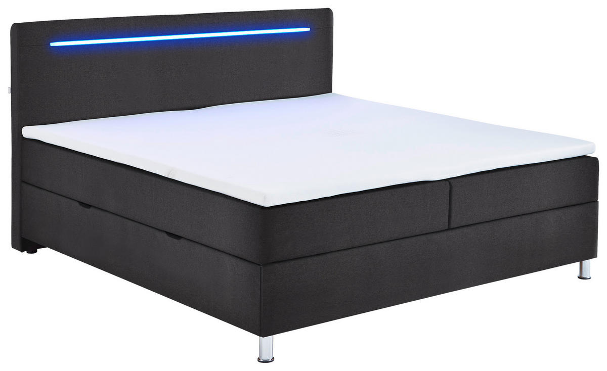 BOXBETT 180/200 cm  in Anthrazit  - Chromfarben/Anthrazit, MODERN, Textil/Metall (180/200cm) - Livetastic