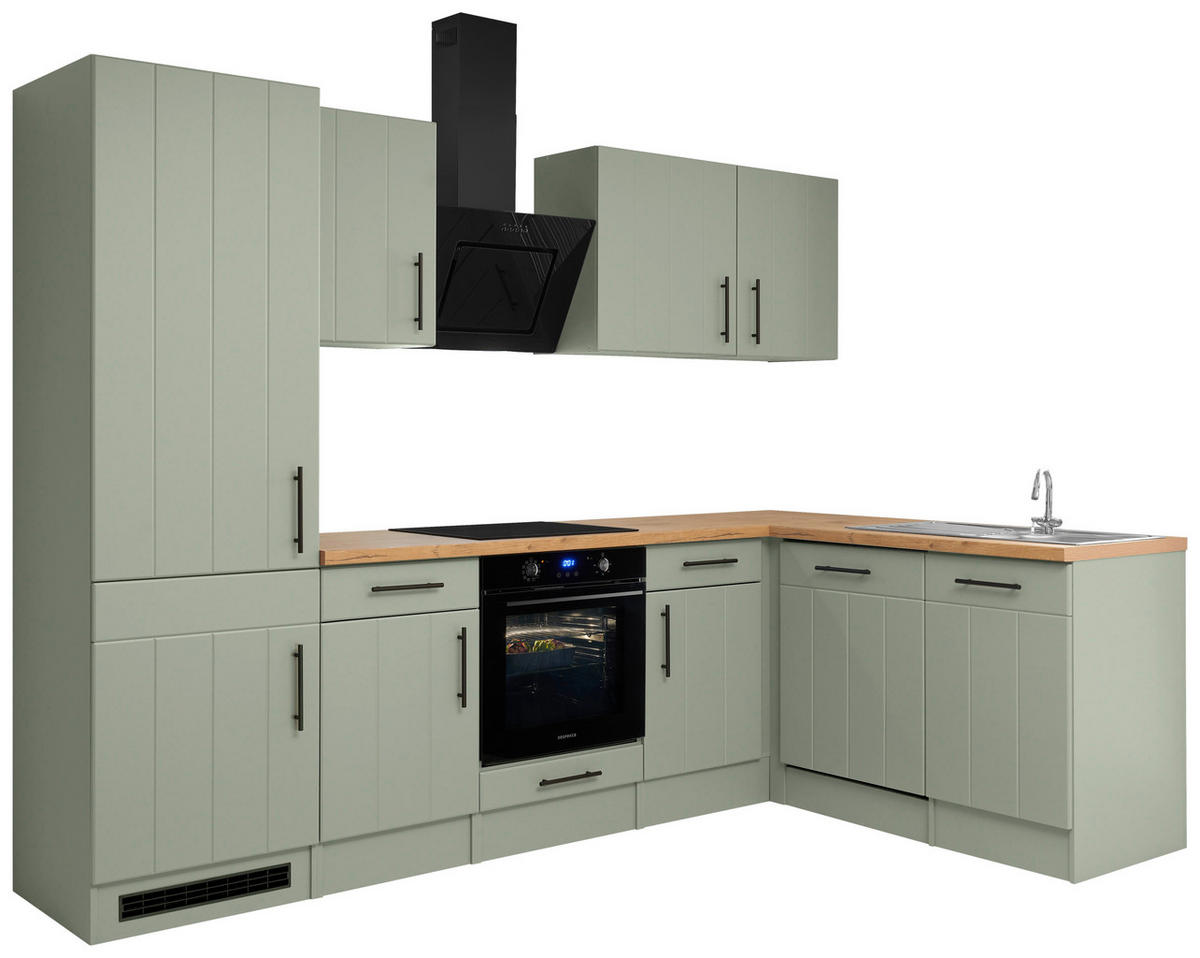 ECKKÜCHE 280/172 cm  in Wildeiche, Schilfgrün  - Schilfgrün/Wildeiche, Trend, Holzwerkstoff/Metall (280/172cm) - Respekta
