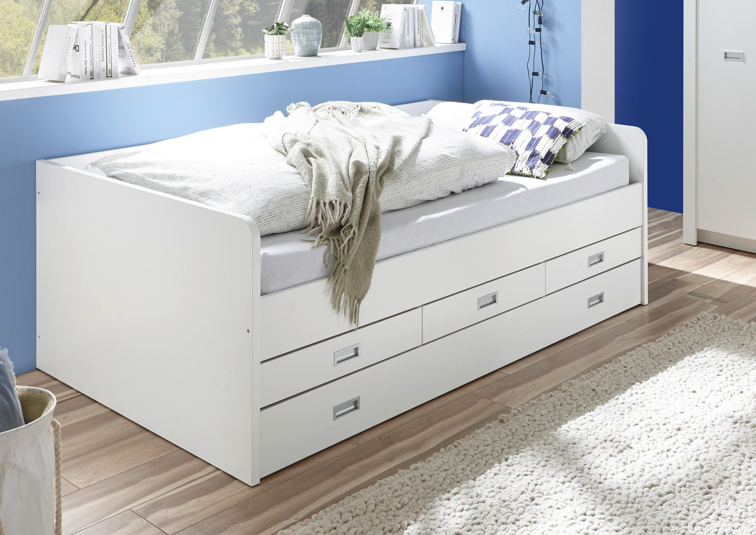 UTDRAGBAR SÄNG 120/200 cm - vit/svart, Klassisk, trämaterial/plast (120/200cm) - MID.YOU