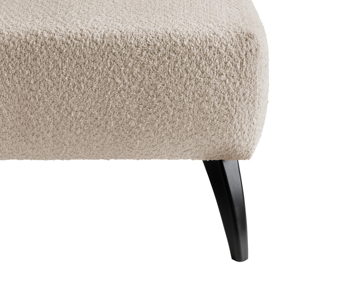 HOCKER Bouclé Buche, Fichte, Kiefer Beige  - Beige/Schwarz, MODERN, Holz/Textil (66/44/66cm) - MID.YOU