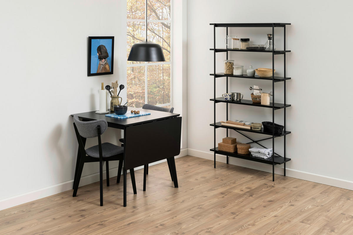 JEDILNA MIZA, furnirano les kavčukovca črna  - črna, Konvencionalno, leseni material/les (80-120/76/80cm) - MID.YOU