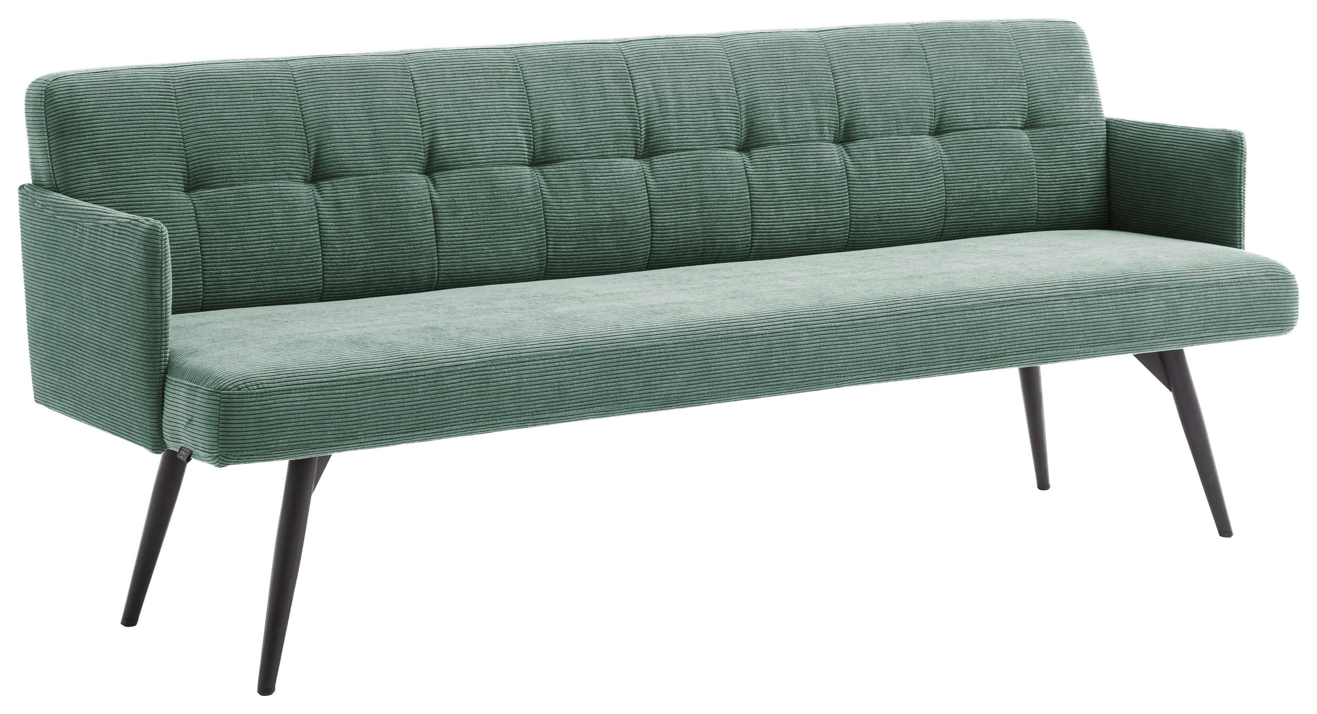 SITZBANK 206/85/69 cm Cord Grün Metall  - Schwarz/Grün, Design, Textil/Metall (206/85/69cm) - Johann Jakob