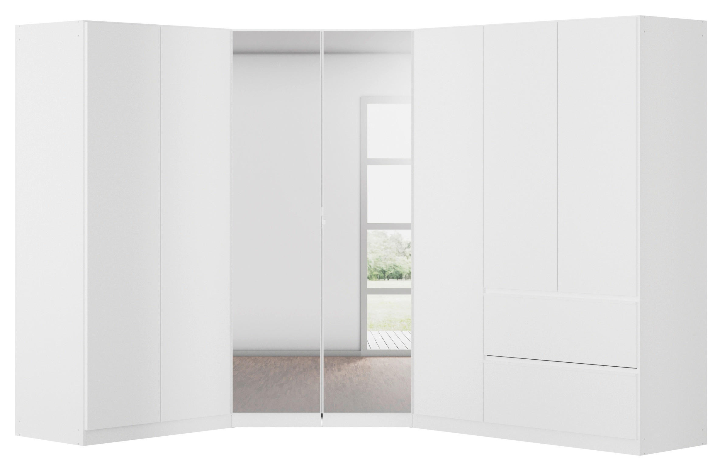 ECKKLEIDERSCHRANK 208/197/253 cm  - Chromfarben/Weiss, Modern, Holzwerkstoff (208/197/253cm) - Rauch Möbel