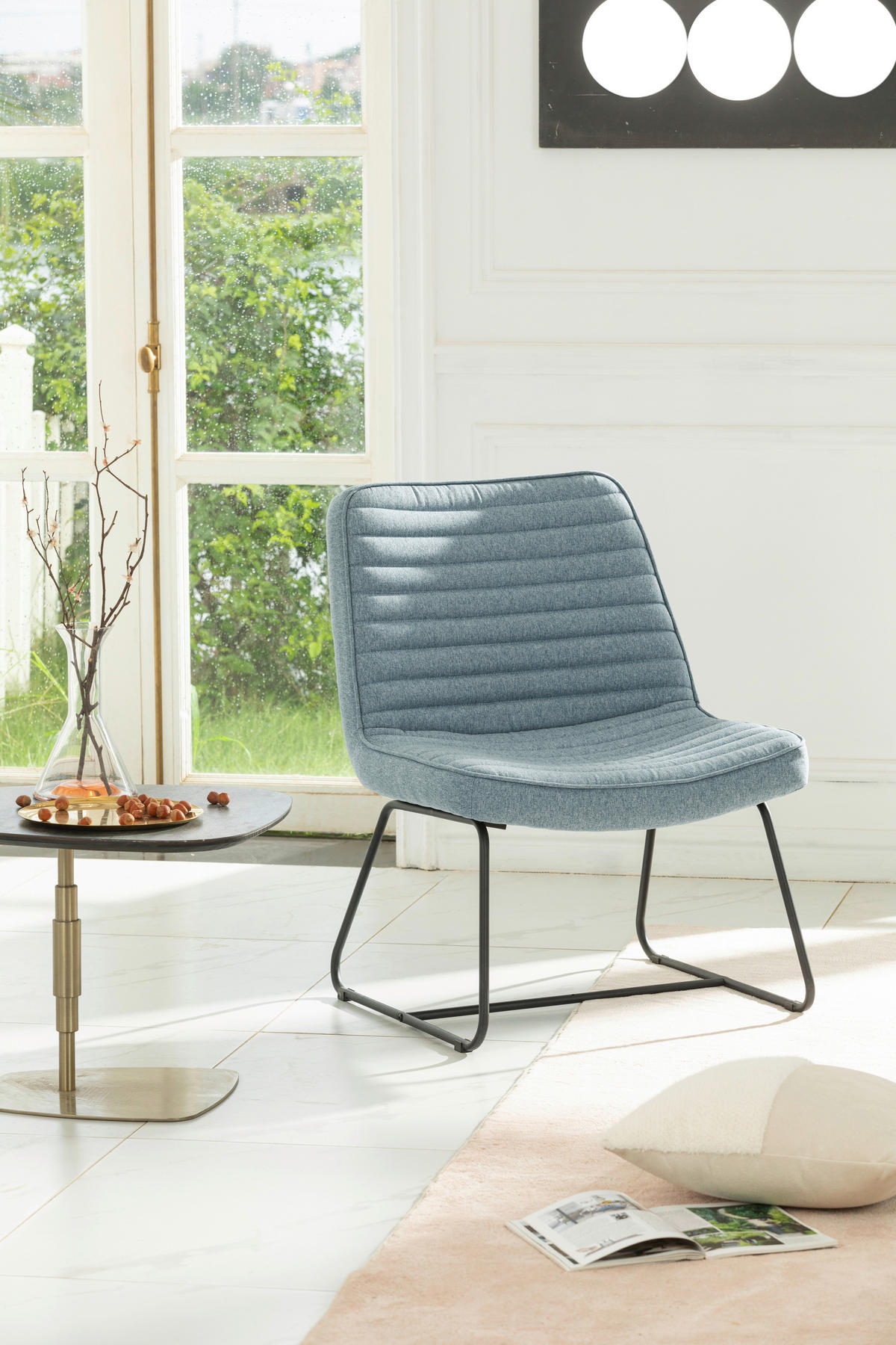 KŘESLO, textil, modrá - modrá/černá, Moderní, kov/textil (66/85/69cm) - P & B
