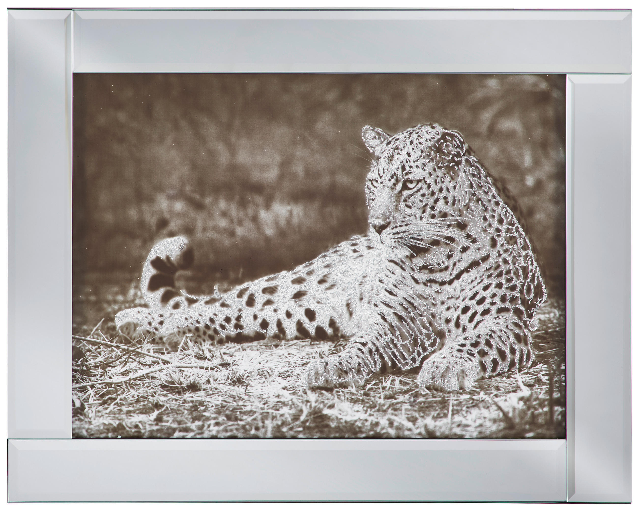 Ambia Home Glasbild Schwarz, Silber, Weiß 48x38 cm