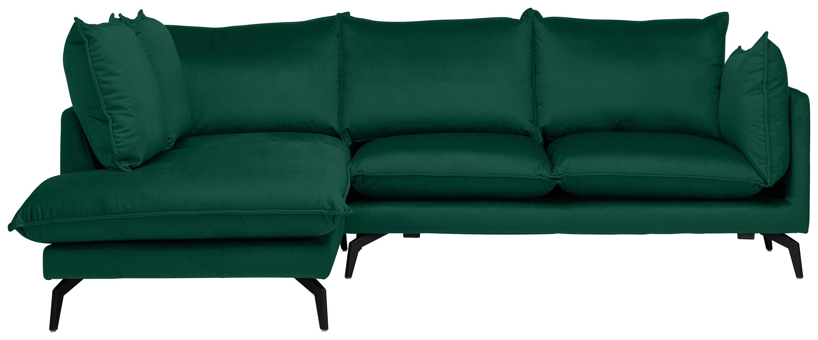 ECKSOFA in Samt Grün  - Schwarz/Grün, Design, Textil/Metall (200/241cm) - Carryhome