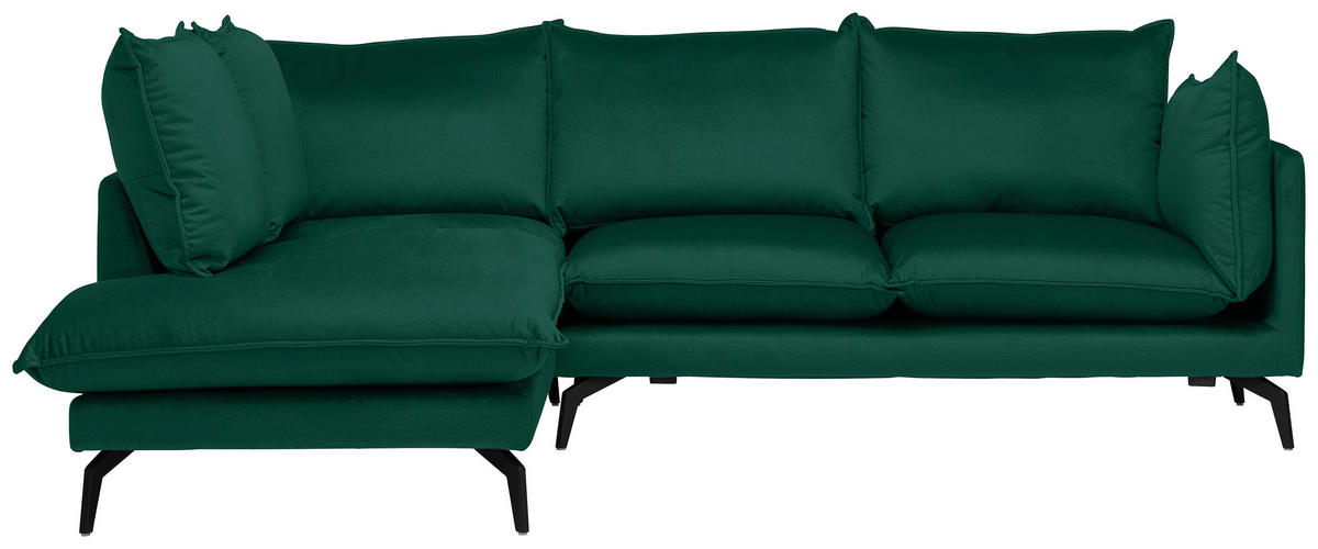 ECKSOFA in Samt Grün  - Schwarz/Grün, Design, Textil/Metall (200/241cm) - Carryhome