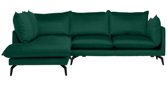 ECKSOFA in Samt Grün  - Schwarz/Grün, Design, Textil/Metall (200/241cm) - Carryhome