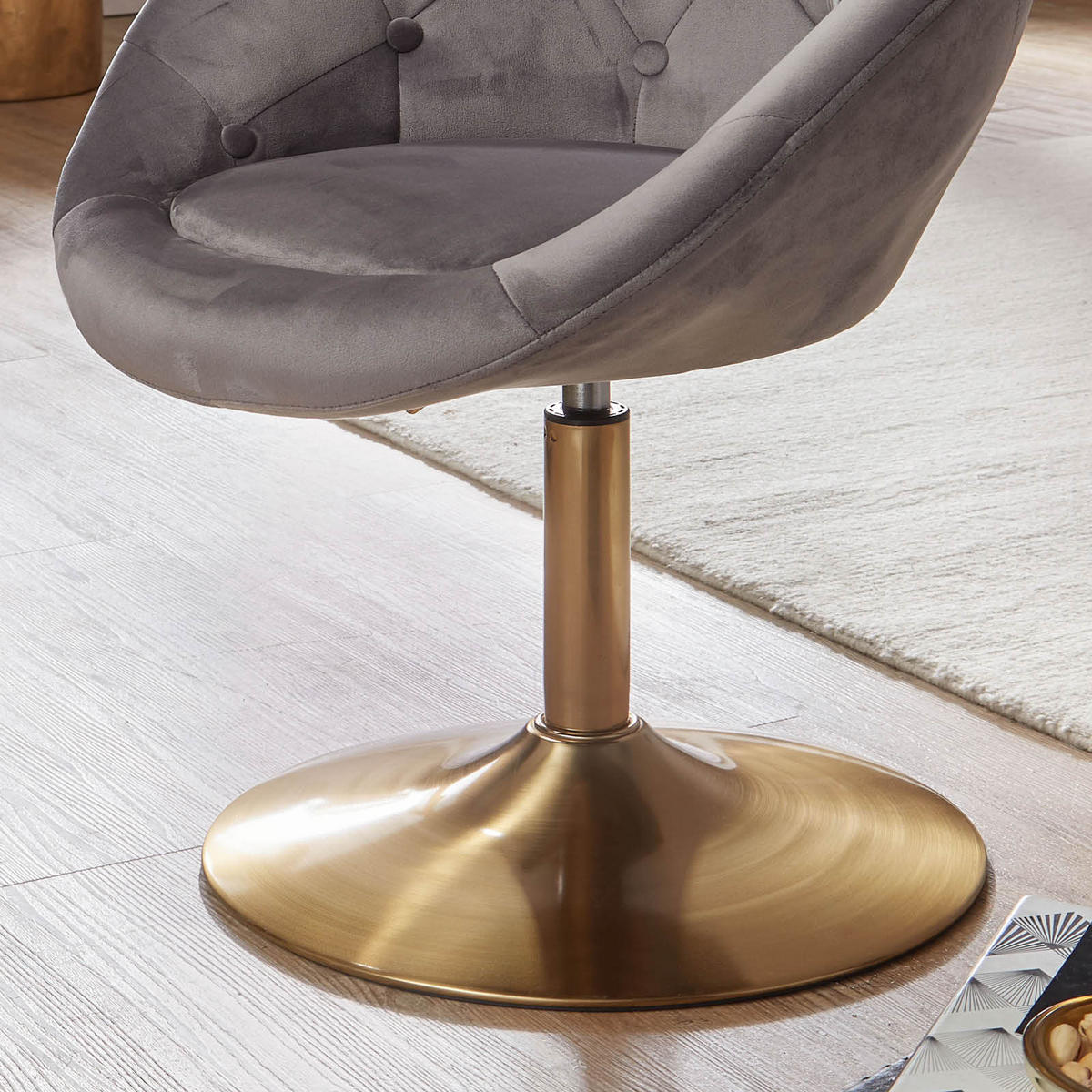 STUHL  in Samt  - Goldfarben/Grau, Konventionell (67/100/62cm) - MID.YOU