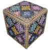 POUF in Blau, Gelb, Lila, Rosa, Schwarz Textil  - Blau/Gelb, Design, Textil (42/42/45cm) - Kayoom