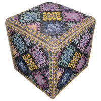 POUF in Blau, Gelb, Lila, Rosa, Schwarz Textil  - Blau/Gelb, Design, Textil (42/42/45cm) - Kayoom