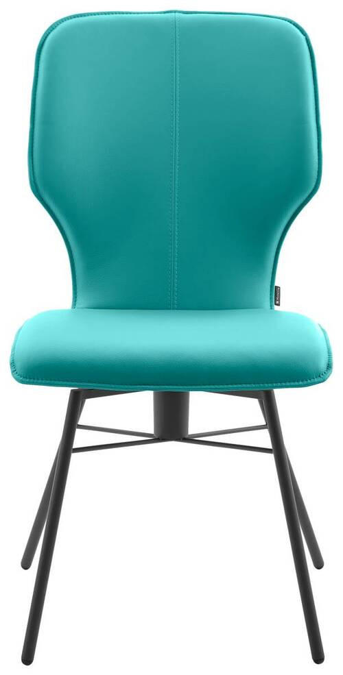 STUHL Echtleder Türkis  - Türkis/Dunkelgrau, Design, Leder/Metall (49/95/63cm) - Musterring