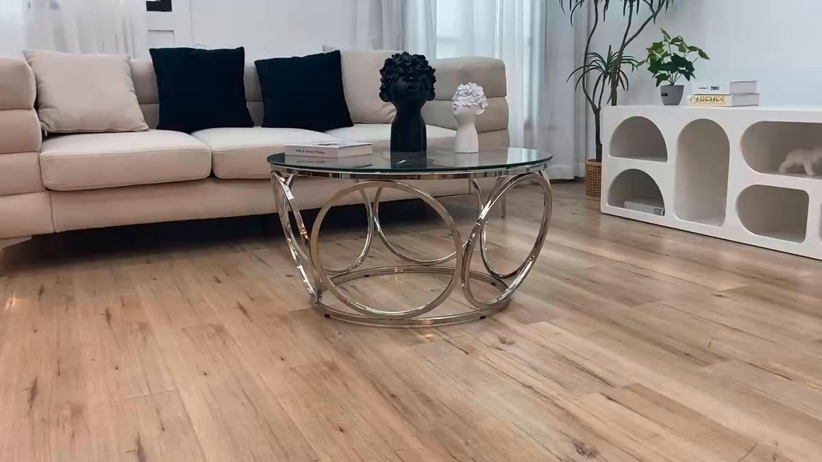 COUCHTISCH Sicherheitsglas, Klarglas 80/80/40 cm rund Klar, Silberfarben  - Klar/Silberfarben, Design, Glas/Metall (80/80/40cm) - Livetastic