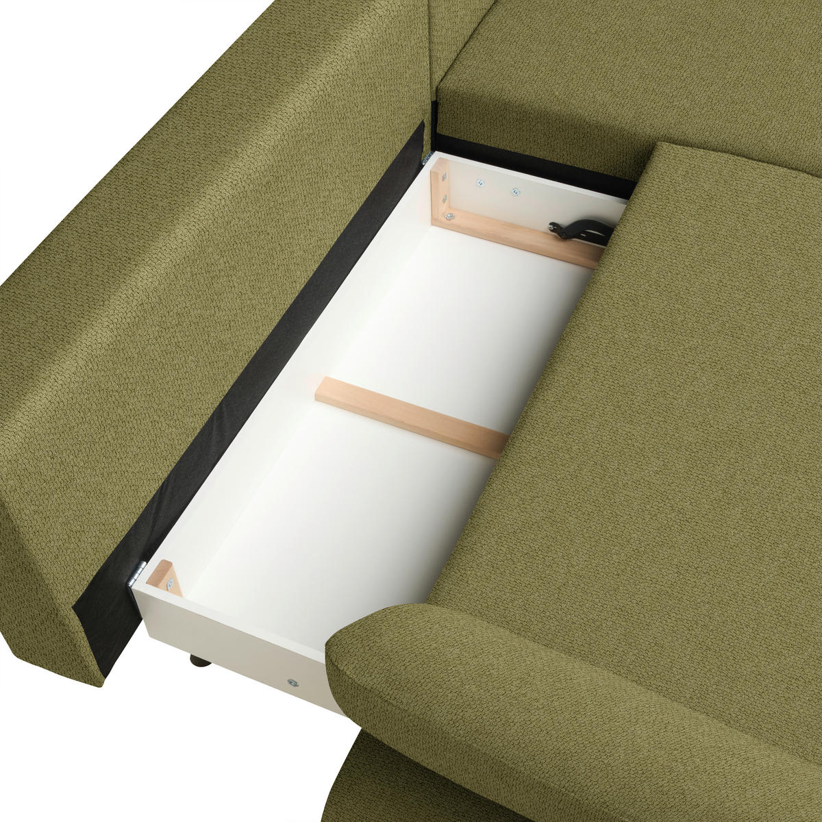 ECKSOFA Struktur Olivgrün  - Schwarz/Olivgrün, Design, Textil/Metall (284/186cm) - Lomoco