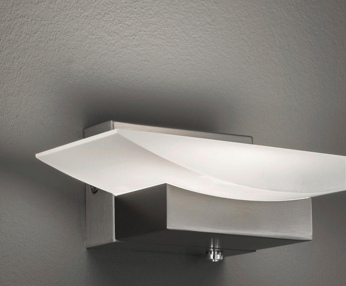 LED-WANDLEUCHTE Bowl   - Weiß/Nickelfarben, Design, Glas/Metall (20/7/11cm) - Fischer & Honsel