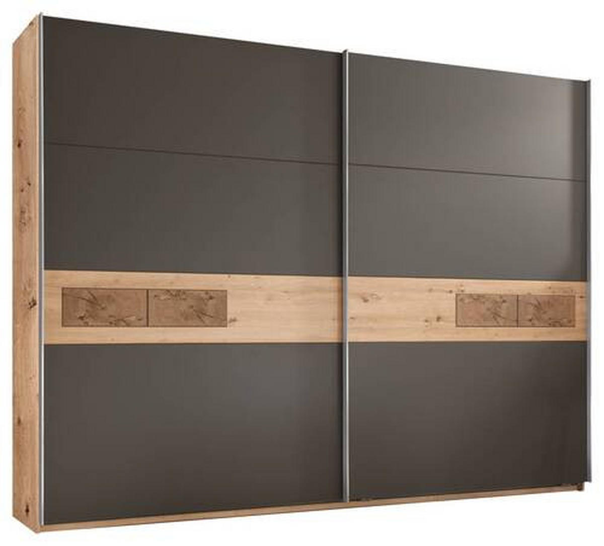 SCHWEBETÜRENSCHRANK in Eiche Artisan  - Alufarben/Graphitfarben, Design, Holzwerkstoff/Metall (270/210/60cm) - Carryhome