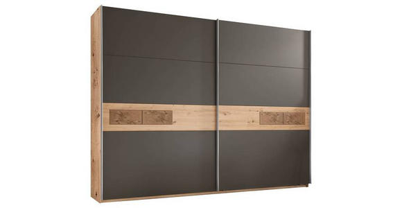 SCHWEBETÜRENSCHRANK in Eiche Artisan - Alufarben/Graphitfarben, Design, Holzwerkstoff/Metall (270/210/60cm) - Carryhome