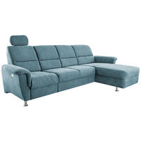 ECKSOFA in Mikrofaser Hellblau  - Chromfarben/Hellblau, Konventionell, Textil/Metall (292/165cm) - Livetastic