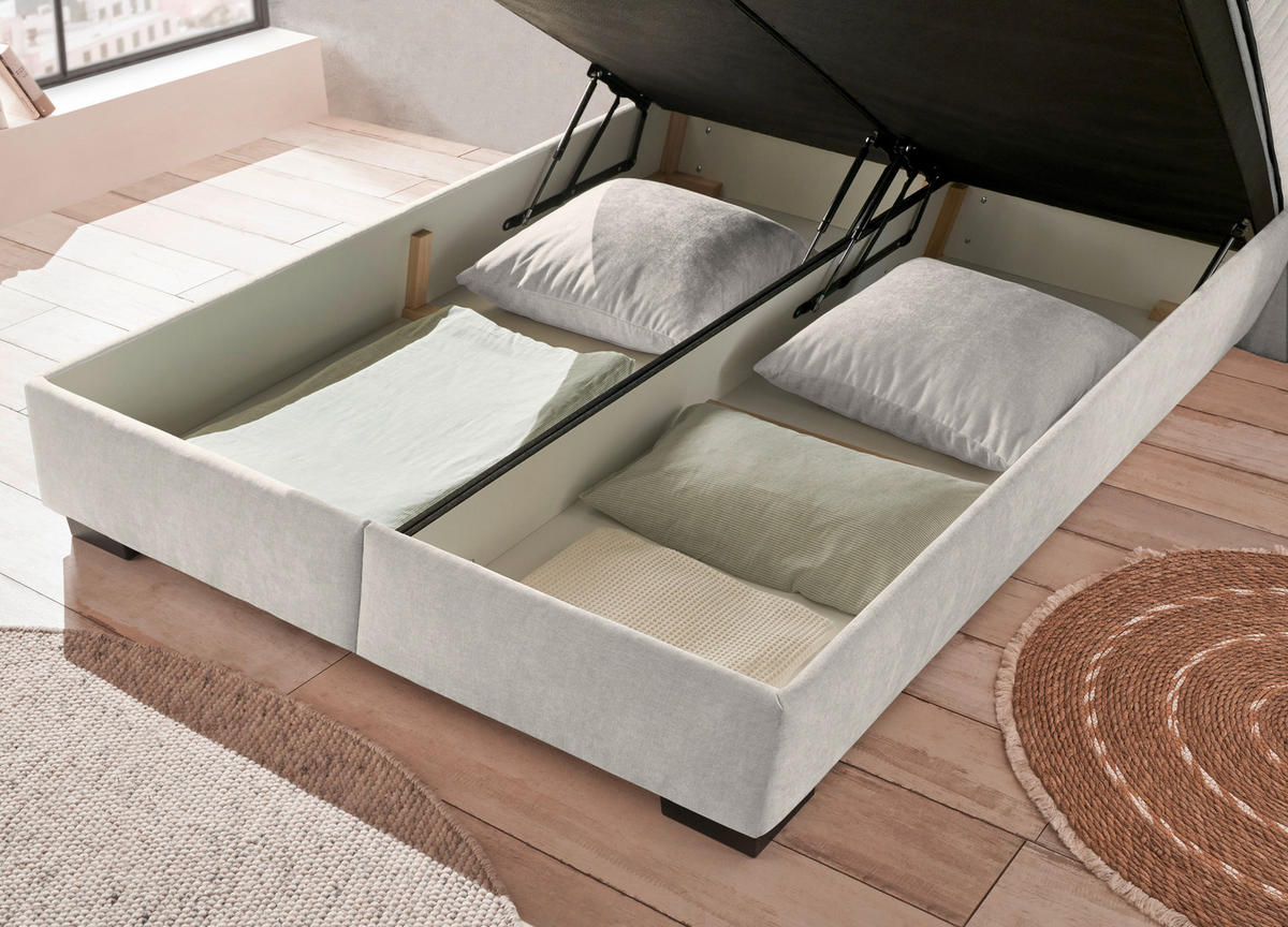 BOXBETT 160/200 cm  in Beige  - Beige/Schwarz, Modern, Holzwerkstoff/Kunststoff (160/200cm) - MID.YOU