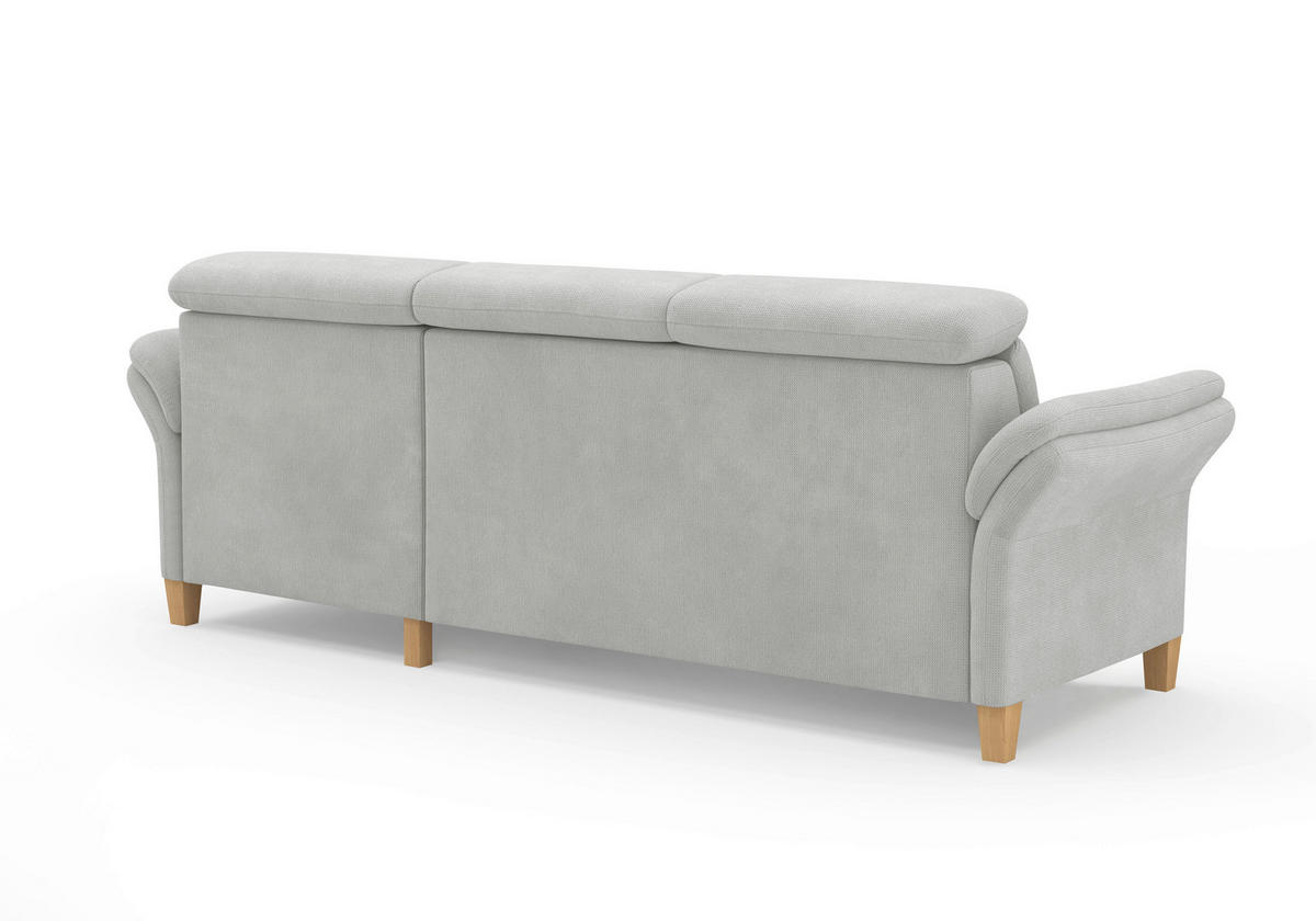 ECKSOFA GLENDALE E Silberfarben Flachgewebe  - Eichefarben/Silberfarben, KONVENTIONELL, Holz/Textil (253/166cm) - Sit & More