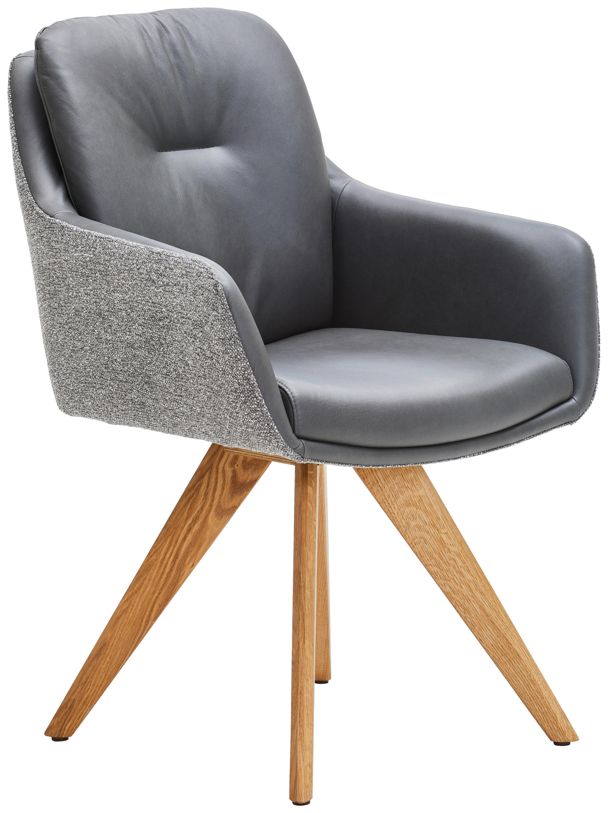 ARMLEHNSTUHL in Holz, Textil, Leder Anthrazit, Grau, Wildeiche  - Wildeiche/Anthrazit, Design, Leder/Holz (62/90/65cm) - Waldwelt